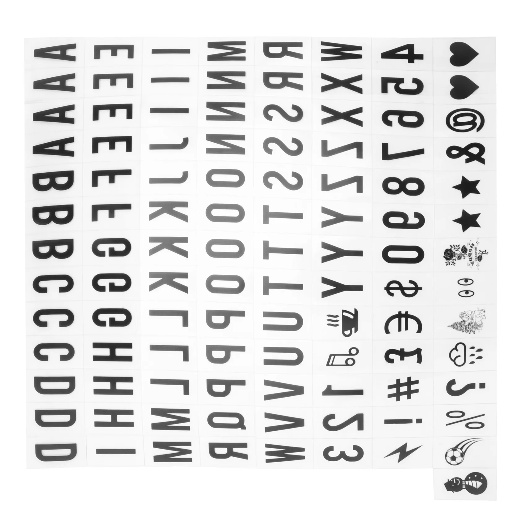 104 قطعة سينمائية صندوق الضوء استبدال الحروف والأرقام علامات الأسود ل A4 صندوق البريد تسجيل رسالة المجلس 65.4x35 مللي متر (LED ضوء #3