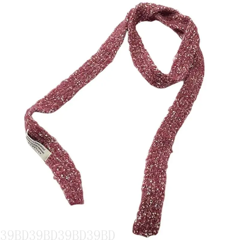 

39BD Knit Skinny Scarf For Women Neckerchief Hangbag Handle Wrap for Women Handbag Wrap Handle Belt Choker