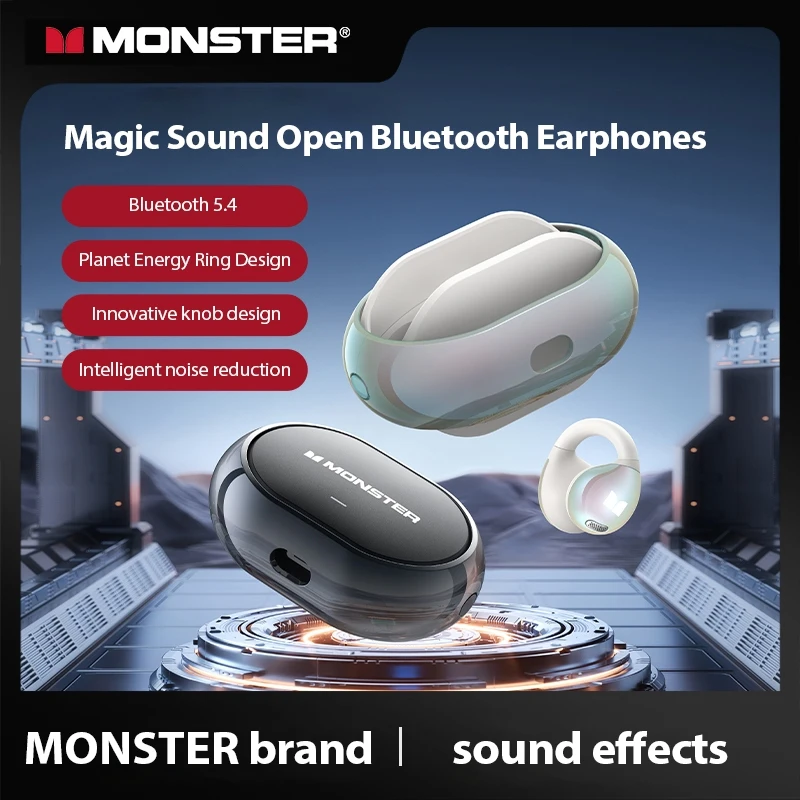 Original Monster AC600 Wireless Earphone Earclip Earphone Bluetooth 5.4 Sport Earphones Noise Reduction Headphones For iphone X