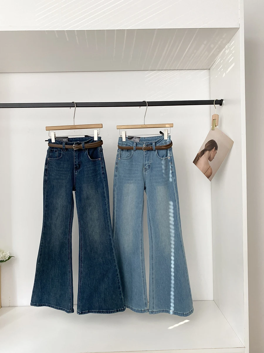 

High Waist Bell Bottom Jeans Women's Casual Blue Jeans Spring 2026 New Style Versatile Loose Fit Long Pants Trendy