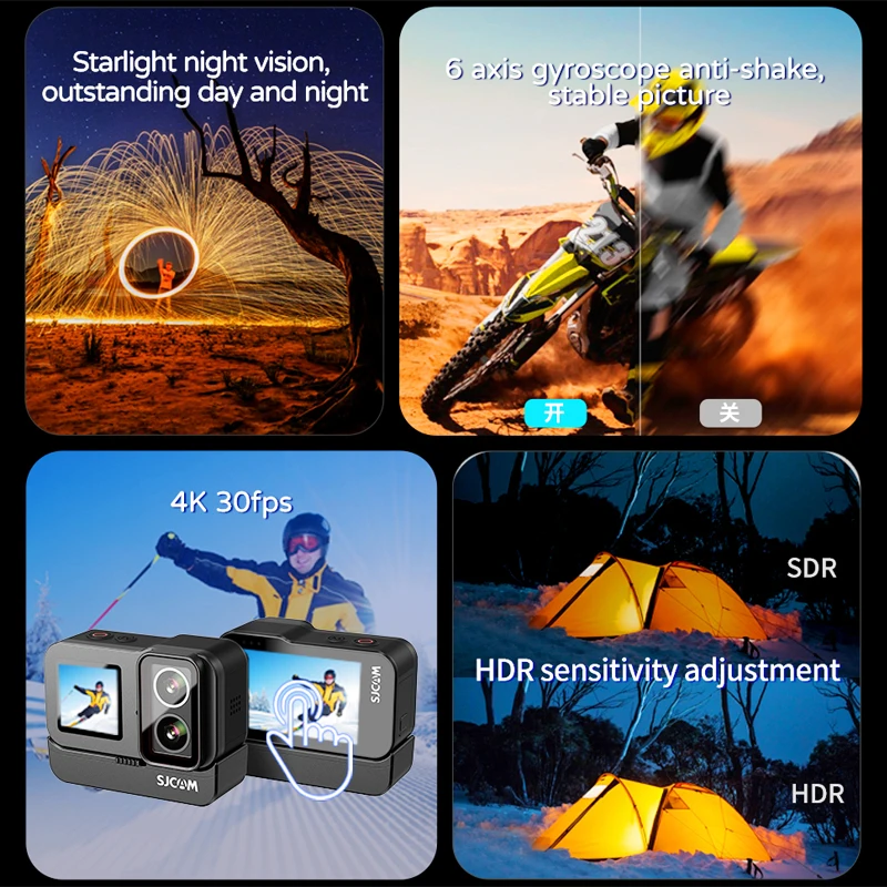 SJCAM SJ20 4K Anti-Shake Action Camera Dual Lens Waterproof 5G WiFi Touch Screen Motion Detection Multifunctional Sports Cam