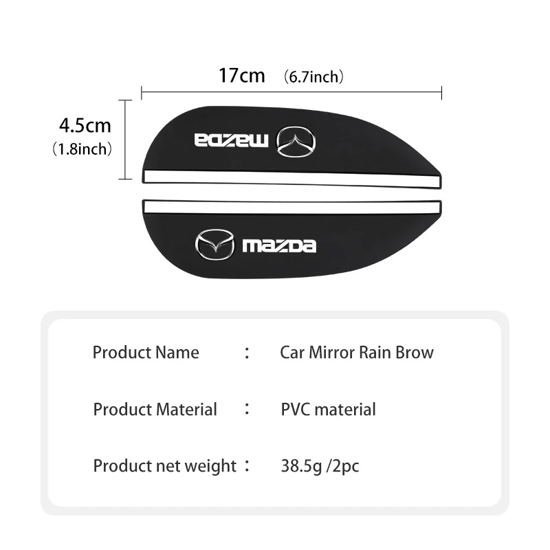 Auto-Sonnenblenden-Regenschutz-Aufkleber für Rückspiegel für Mazda 2 3 5 6 Axela Atenza Speed 6 CX3 CX4 CX5 CX7 CX8 CX9 MS – Detail 5