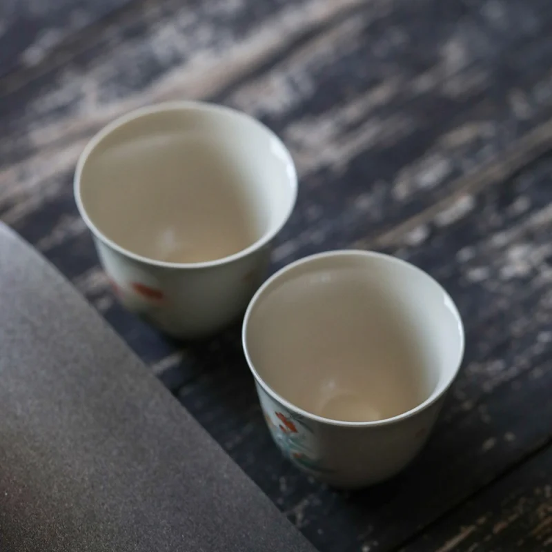Jingdezhen Grass and Wood Gray Glaze Pastel Daisy Tasting Cup Glaze Hand Painted Ono Chrysanthemum Tea Cup Master Cup Fragrance-