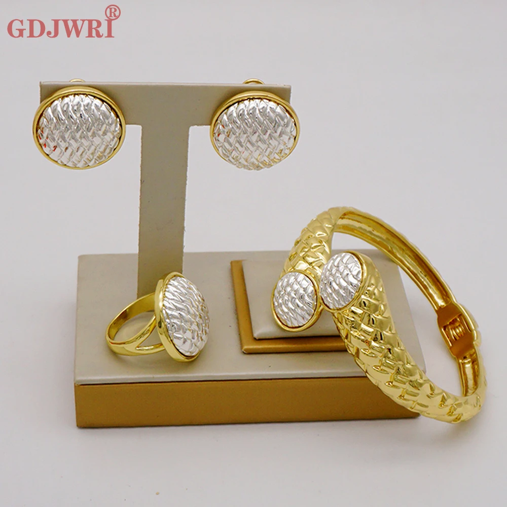 Fashion Elegant Classic Design Trendy 3pcs Luxury Jewelry Sets Earrings Bracelet & Ring Sets Wedding Party Gift