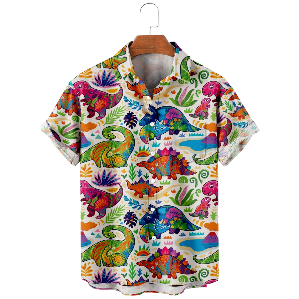 

Men's Short Sleeve Animal Button Down Lapel Shirt For Summer Resort Holiday Hawaiian Style