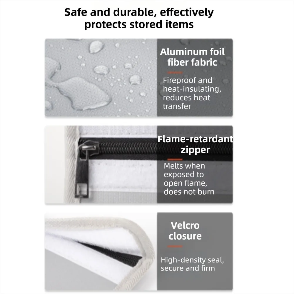 Waterproof Fireproof Document Bag Portable Zipper Closure Portable File Briefcase Heat-resistant Moisture-proof
