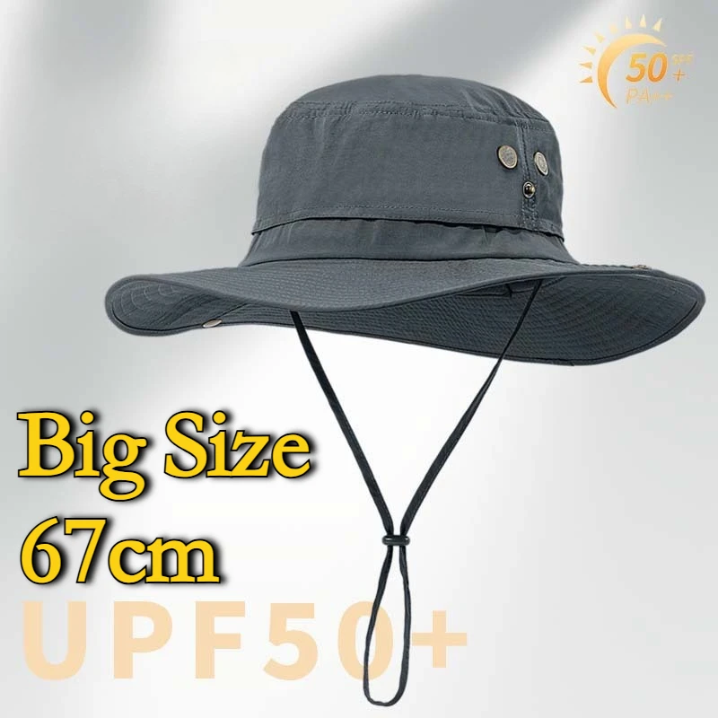 58-62cm 63-67cm Sommer Outdoor Wanderhut für Herren mit UV-Schutz, wasserdicht, großer Krempe, Sonnenhut, Fischerhut