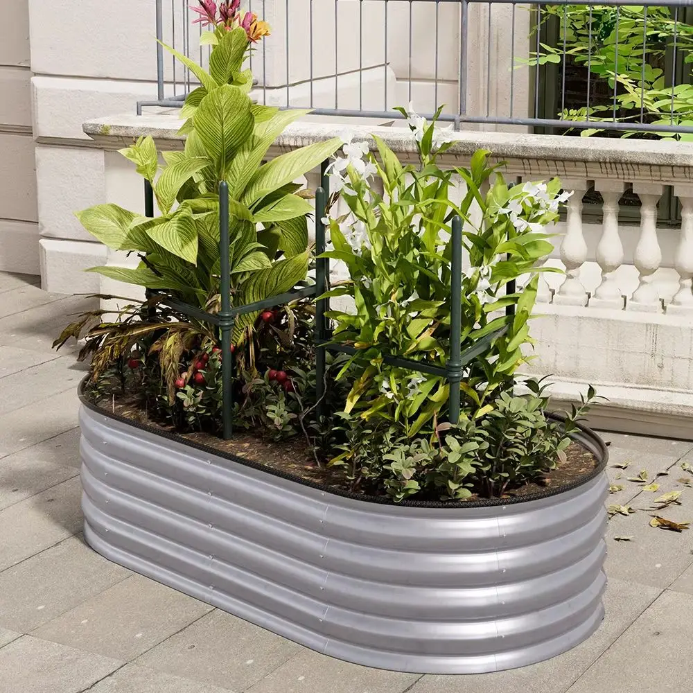 Garden Raised Bed Galvanised Steel 160x80x42cm Galvanized Silver vidaXL