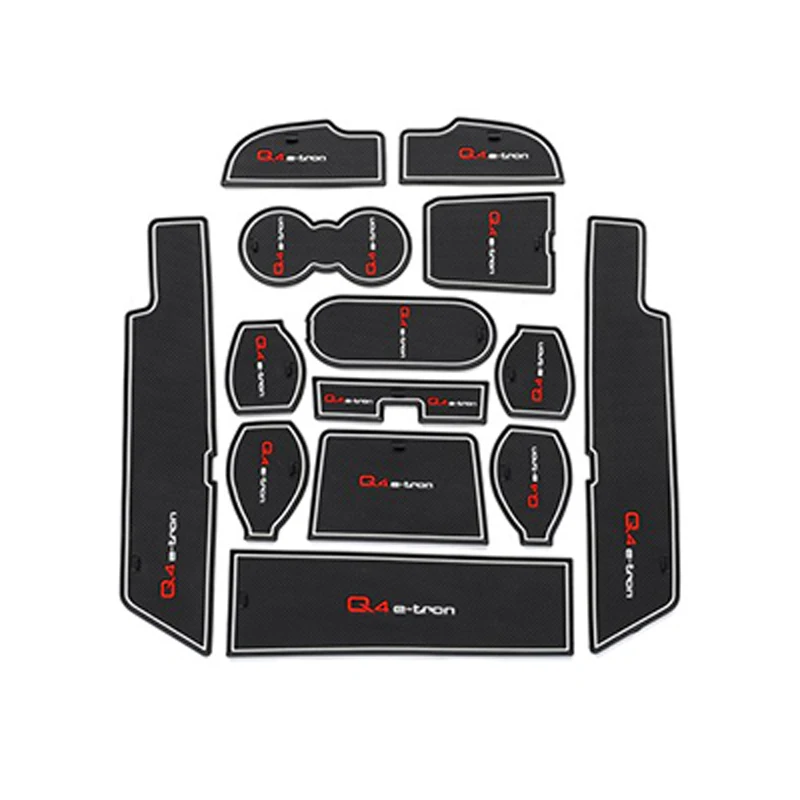 14pcs For Audi Q4 E-tron Car Styling Interior Anti-Slip Mat Cup Holder Mat Door Groove Pad Cushion Rubber Mat Accessories