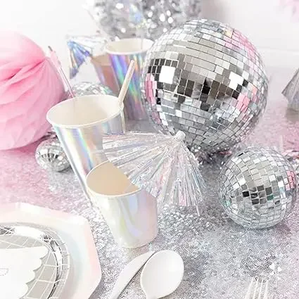6 Stück reflektierende Spiegelkugeln, Glas-Disco-Kugel, Laser-Kugel, Kuchendekoration, Party-Dekoration, Hochzeitsdekoration, Weihnachten