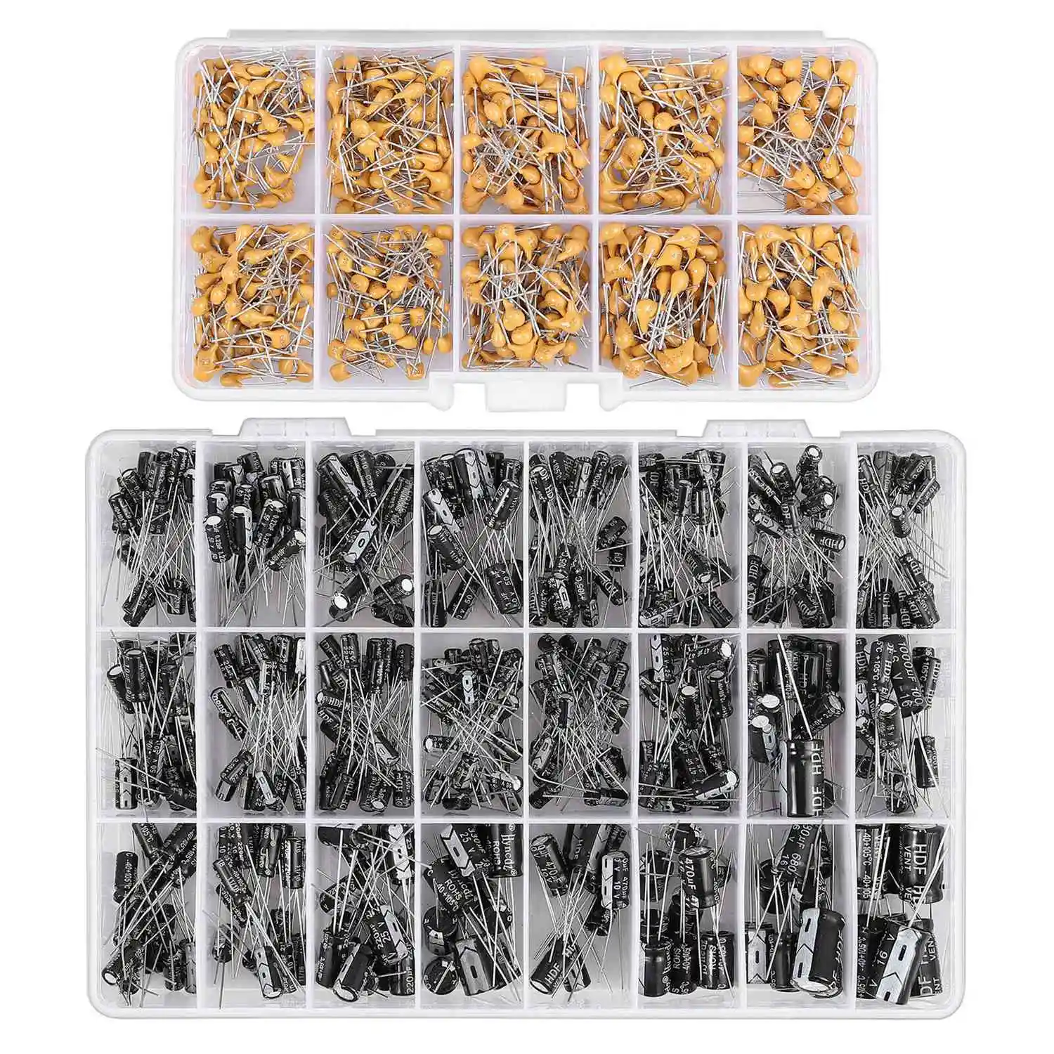 

600PCS Ceramic Capacitor Assortment with 500PCS Electrolytic Capacitor Kit