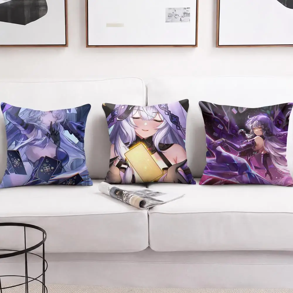 Honkai Star Rail Black Swan Cushion Cover Short Plush Soft Double-Sided Printing Pillow Case Cozy Sofa Bedroom Home Decor Gift