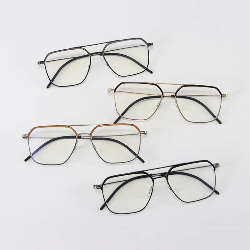 

Double Beam Ultralight Titanium Glasses Frame Polygonal Men Myopia Reading Eyewear Women Optical Prescription Eyeglasses Custom