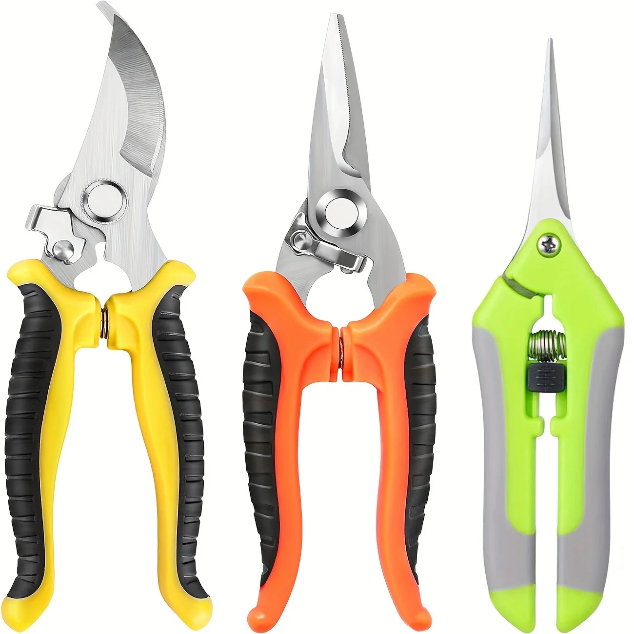 

Garden Pruning Shears Set - Stainless Steel Professional Gardening Scissors with Non-Slip Ergonomic Handles, Labor-Saving