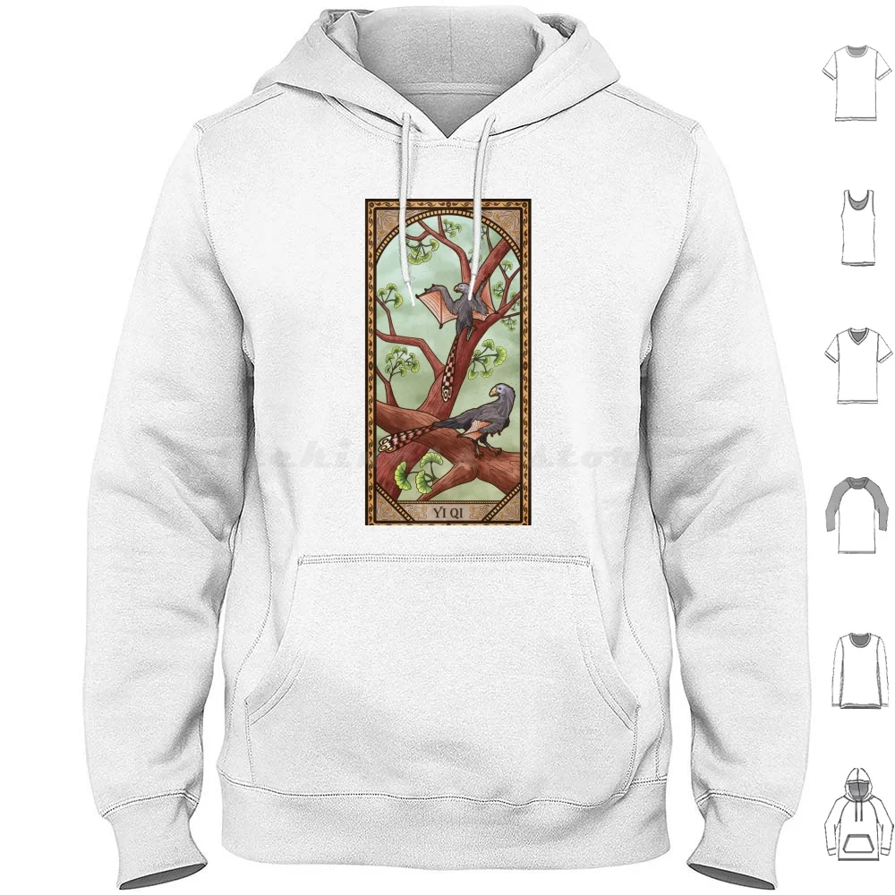 Yi Qi Art Nouveau Hoodies Long Sleeve Dinosaur Yi Qi Bird Theropod Art Nouveau Nouvaeu Nature Trees Tree Woods Classic