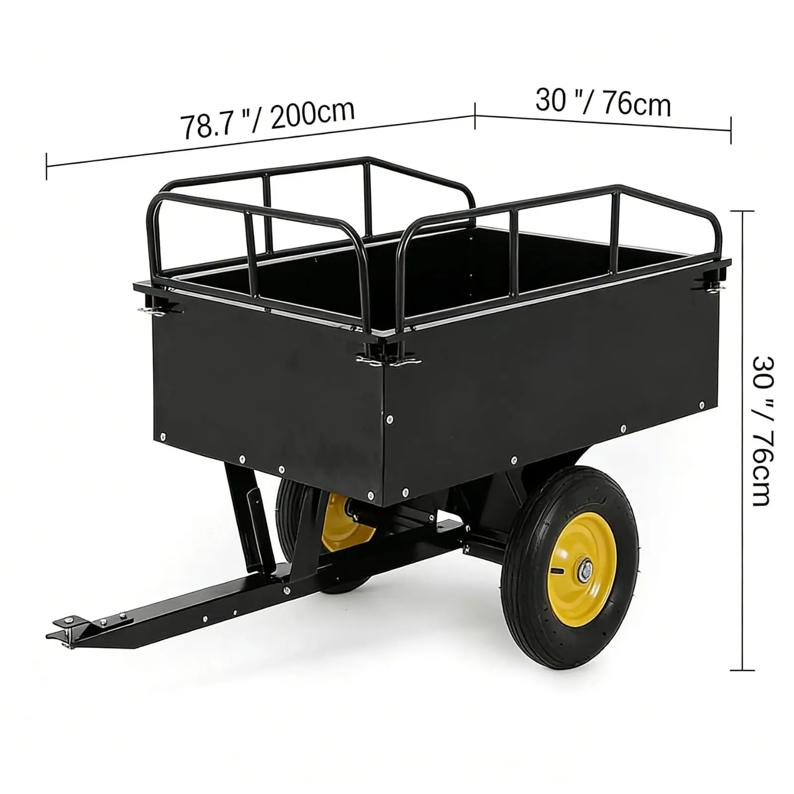 750LB Capacity Heavy Duty Steel Dump Cart - 17 Cubic Feet ATV Pull Behind Trailers with Removable Side - Garden Utility