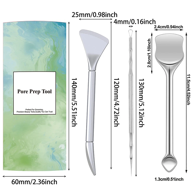 Double HEAD สแตนเลส Professional Blackhead Remover Blemish EXTRACTOR ชุดเครื่องมือความงามสิว Comedone Removal สําหรับ Face