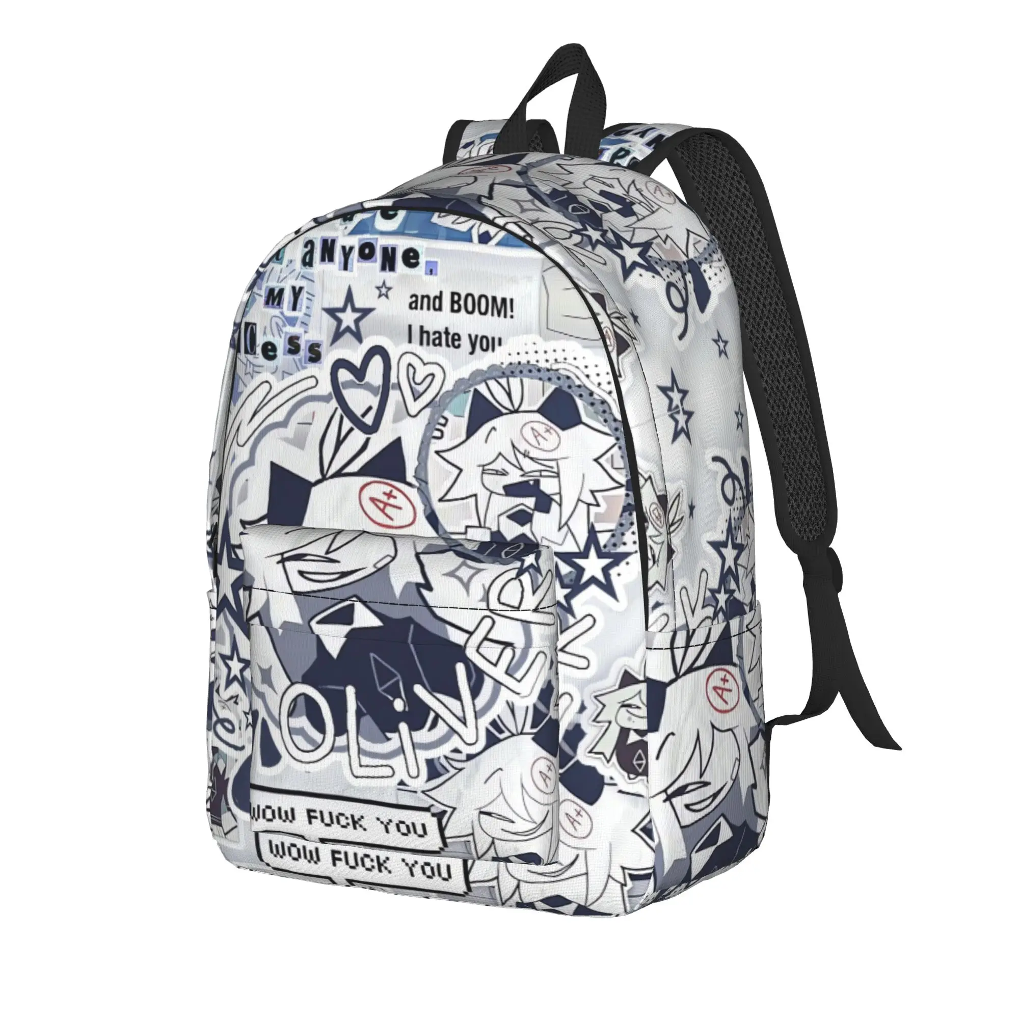 Fundamental Paper Education Backpack  Women Polyester Cycling Backpacks Pattern Casual High School Bags Rucksack