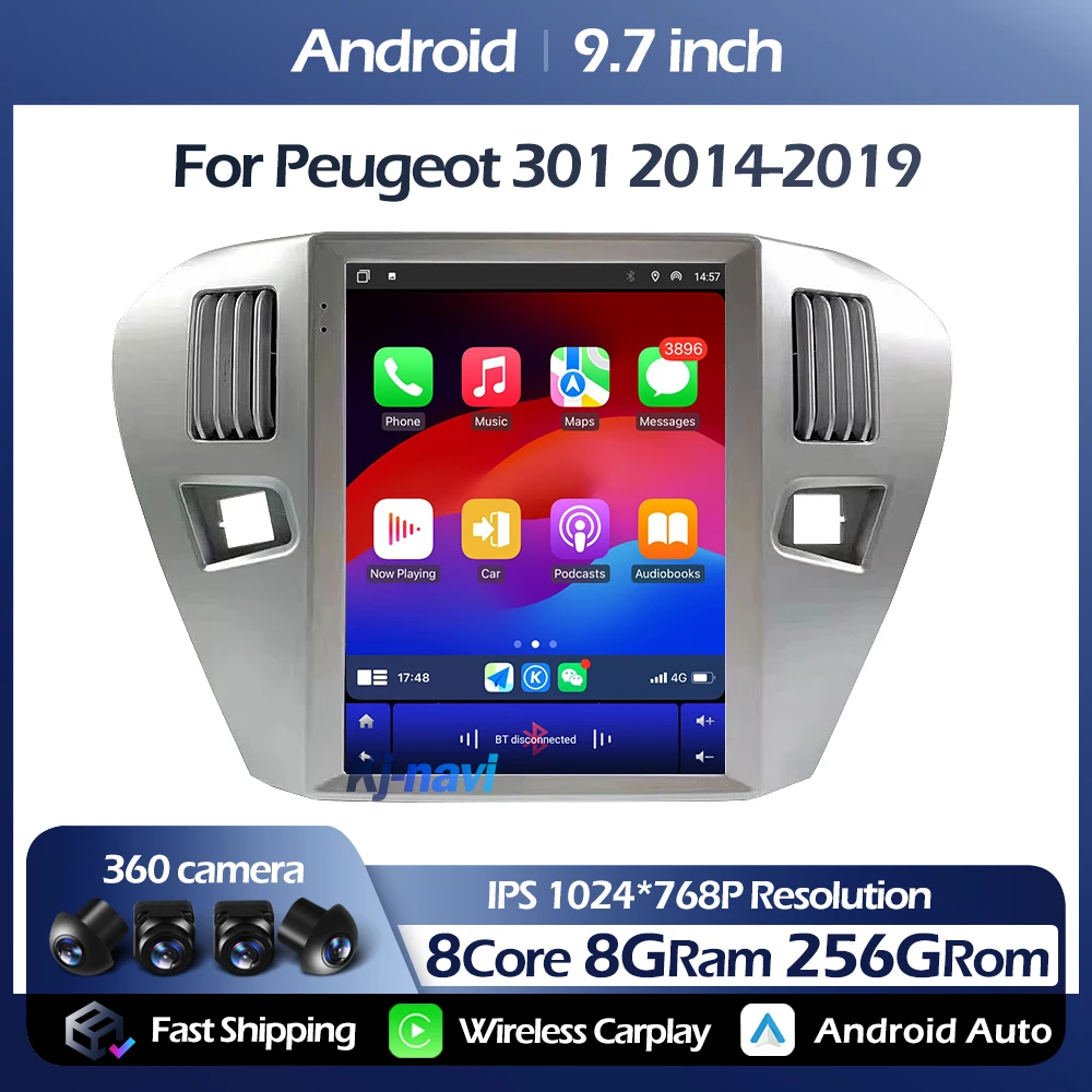 

Автомагнитола для Peugeot 9,7 301-2014, 2019 дюйма, Android 13, 2 Din, GPS