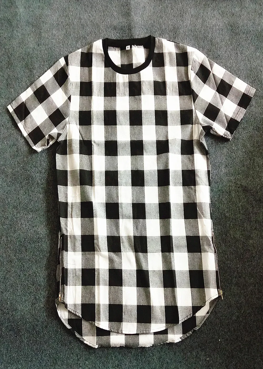 2024 Brand New Clothing Mens Plaid T Shirts Hip Hop T-Shirt Zipper Men T-Shirts Streetwear Man Tshirt For Malel