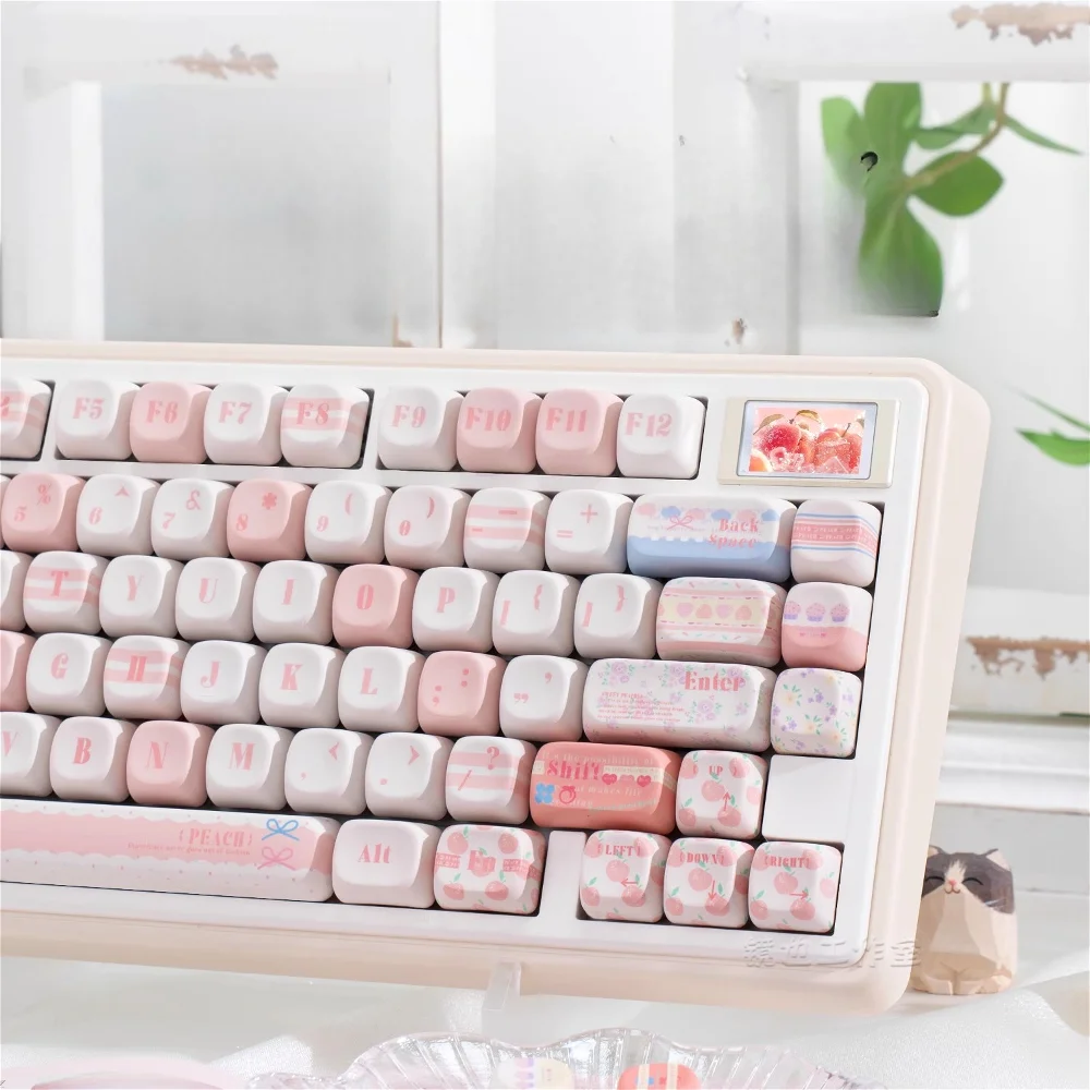 131 Keycaps MOA Peach Soda Pink Keyboard Caps for MX Mechanical Keyboards Customizable Gaming Keycaps