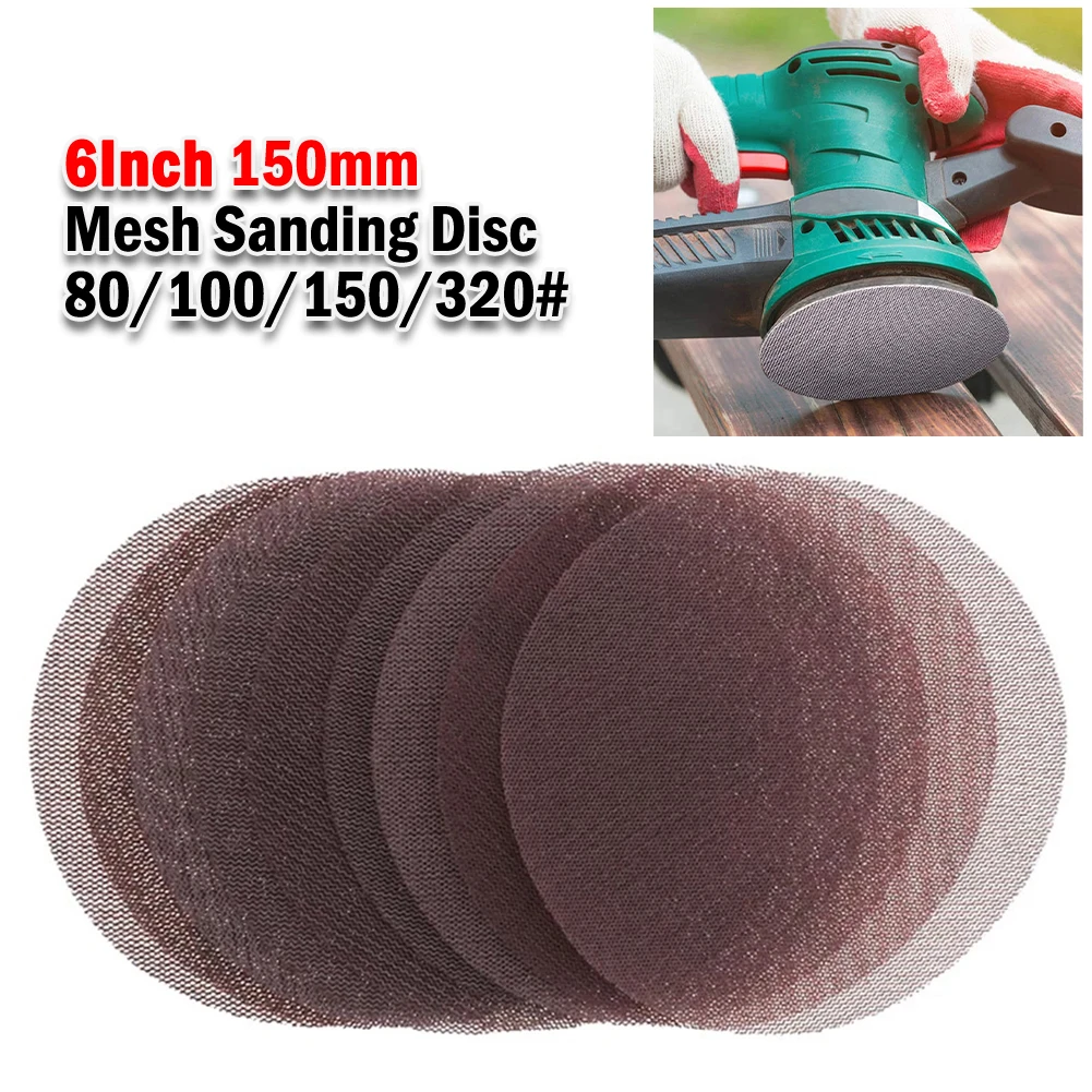 

20 шт. 6-дюймовые сетчатые шлифовальные диски, абразивная подушка, сетка, листы наждачной бумаги, оксид алюминия, круглая шлифовальная наждачная бумага для деревянной мебели