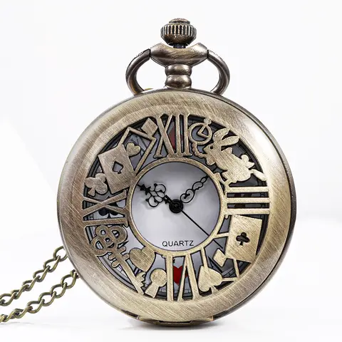 Reloj de bolsillo de cuarzo y bronce para hombre y mujer, pulsera con colgante de estilo Retro con tema Alice, ideal para regalo, novedad