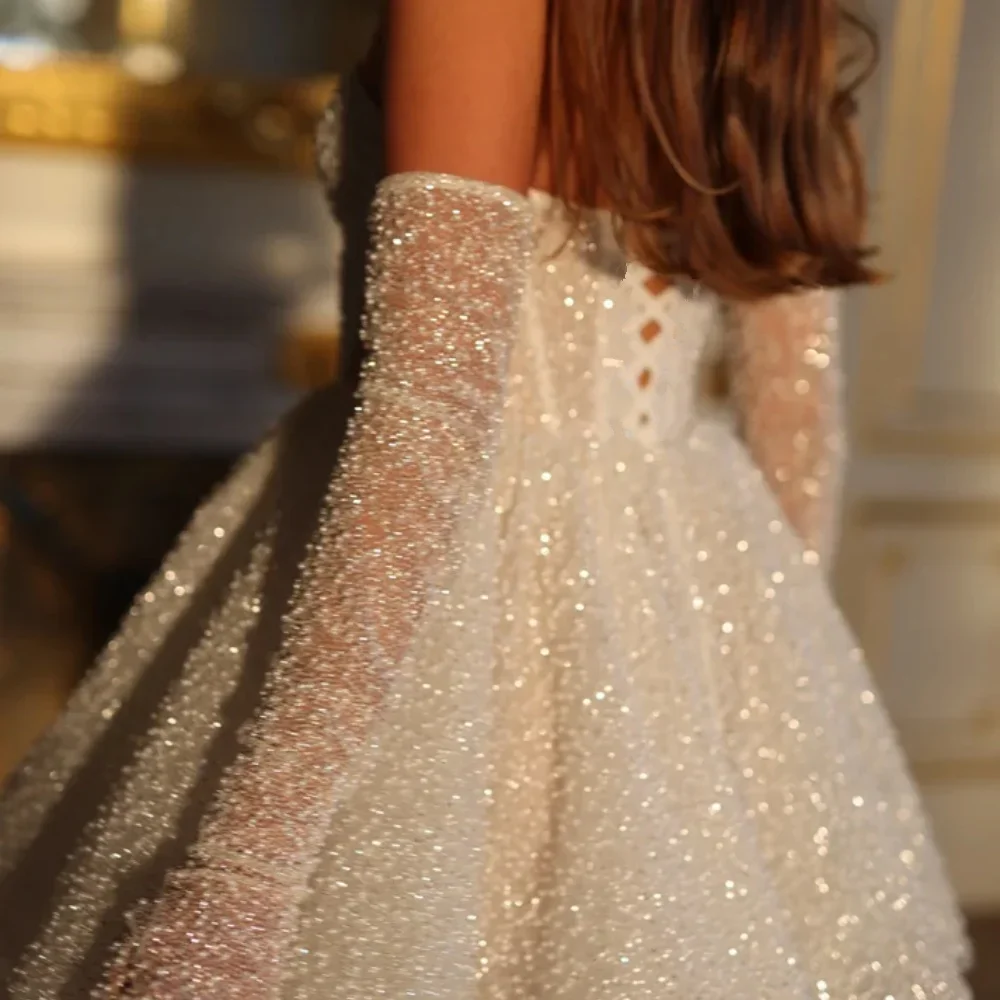 Customized Sparking Wedding Dresses White Beaded Ball Gown     A-line Sweetheart Prom Party Gowns 2025 - AliExpress 320