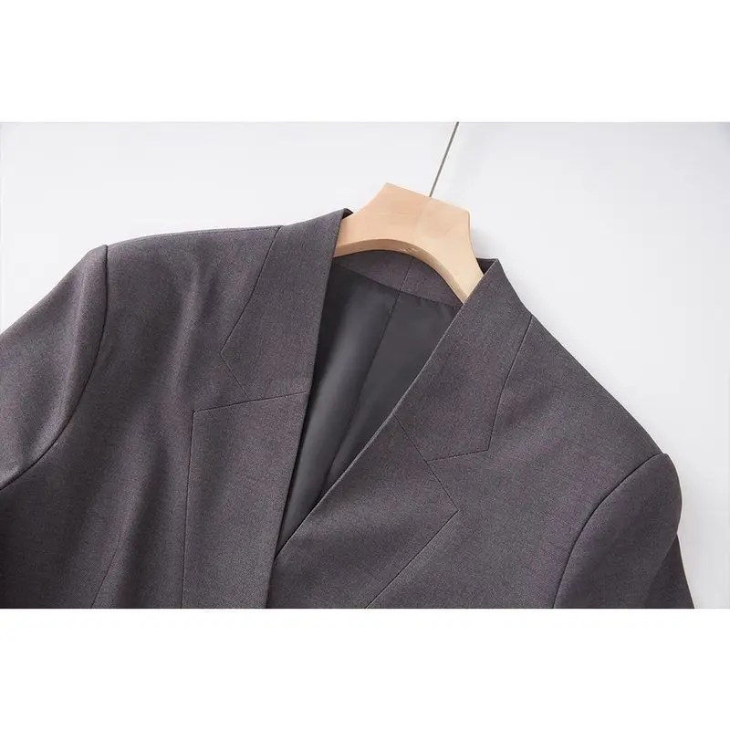 High Quali Faionable Women's Suit Jaet Belted Waist Tie Design Commute Sle Premium Material Long Sve Single Button