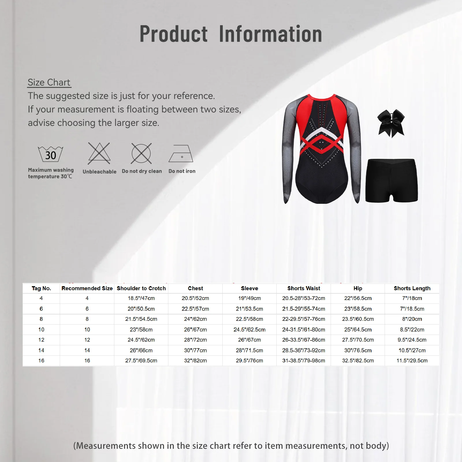 Kids Girls Gymnastics Bodysuit Outfit Sheer Mesh Long Sleeve Color Block Patchwork Shiny Rhinestones Leotard+Shorts+Headwear Set