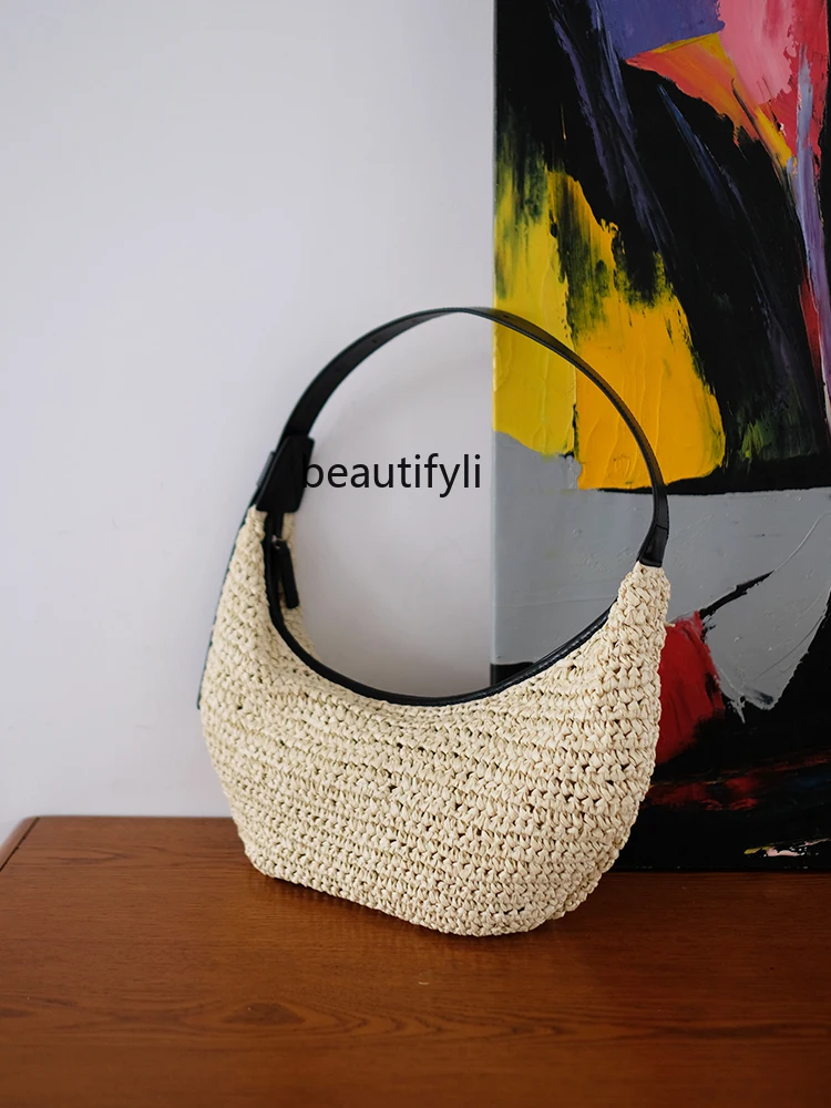 Straw Bag Summer Lazy Atmosphere Crossbody Bag Hand-Woven One-Shoulder Versatile Dumpling Bag