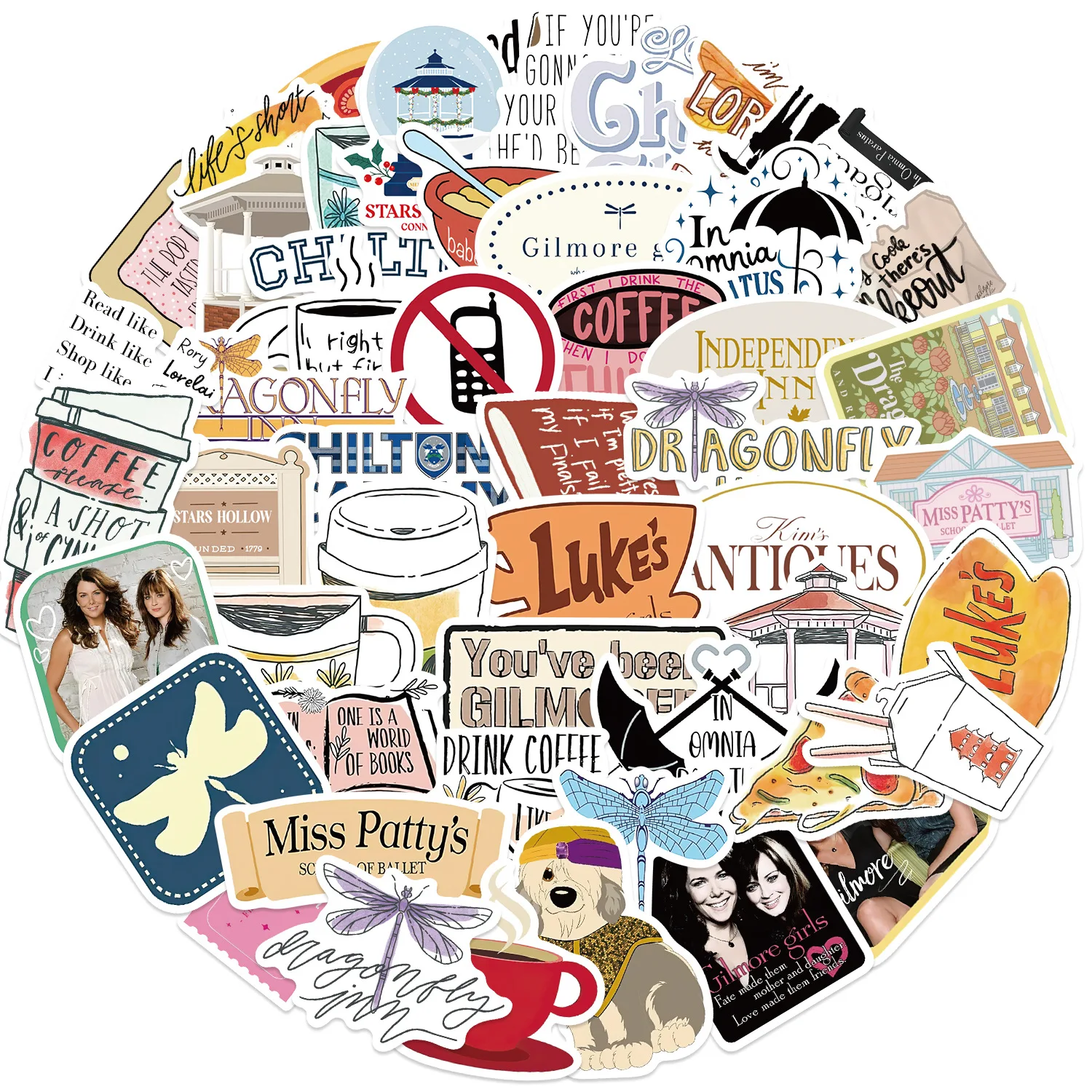 10/52 قطعة Gilmore الفتيات ملصقات التلفزيون الكتابة على الجدران ملصق مضحك الشارات DIY بها بنفسك سجل القصاصات الثلاجة الأمتعة المحمول الغيتار سيارة دراجة سكيت