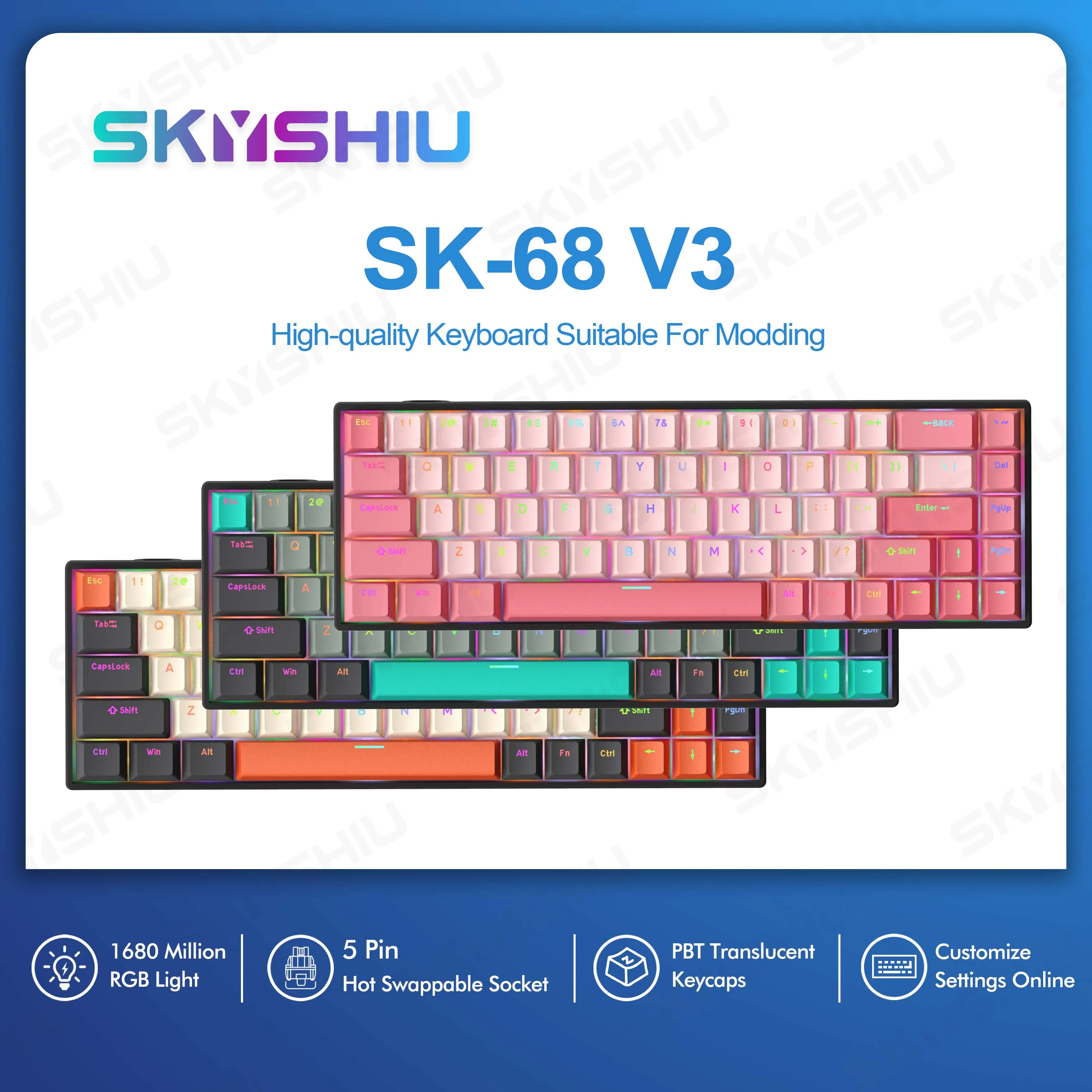 

Gaming Mechanical Keyboard 68 Keys Wired Single Mode Gamer Keyboard for Laptop PC