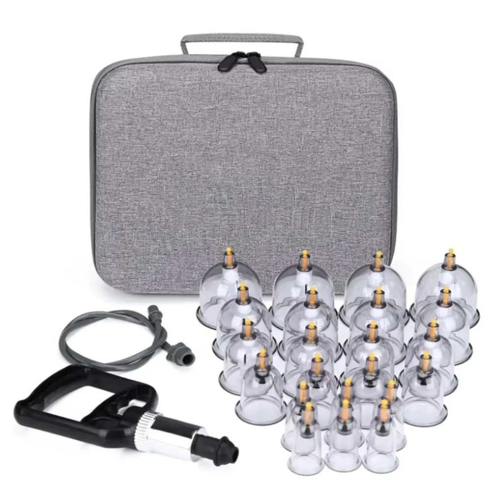 24Pcs Cupping Relax Set Multiple Sizes of Vacuum Cups with Hand Pump and Detailed Cupping Manual Massage Cupping Set for Massage