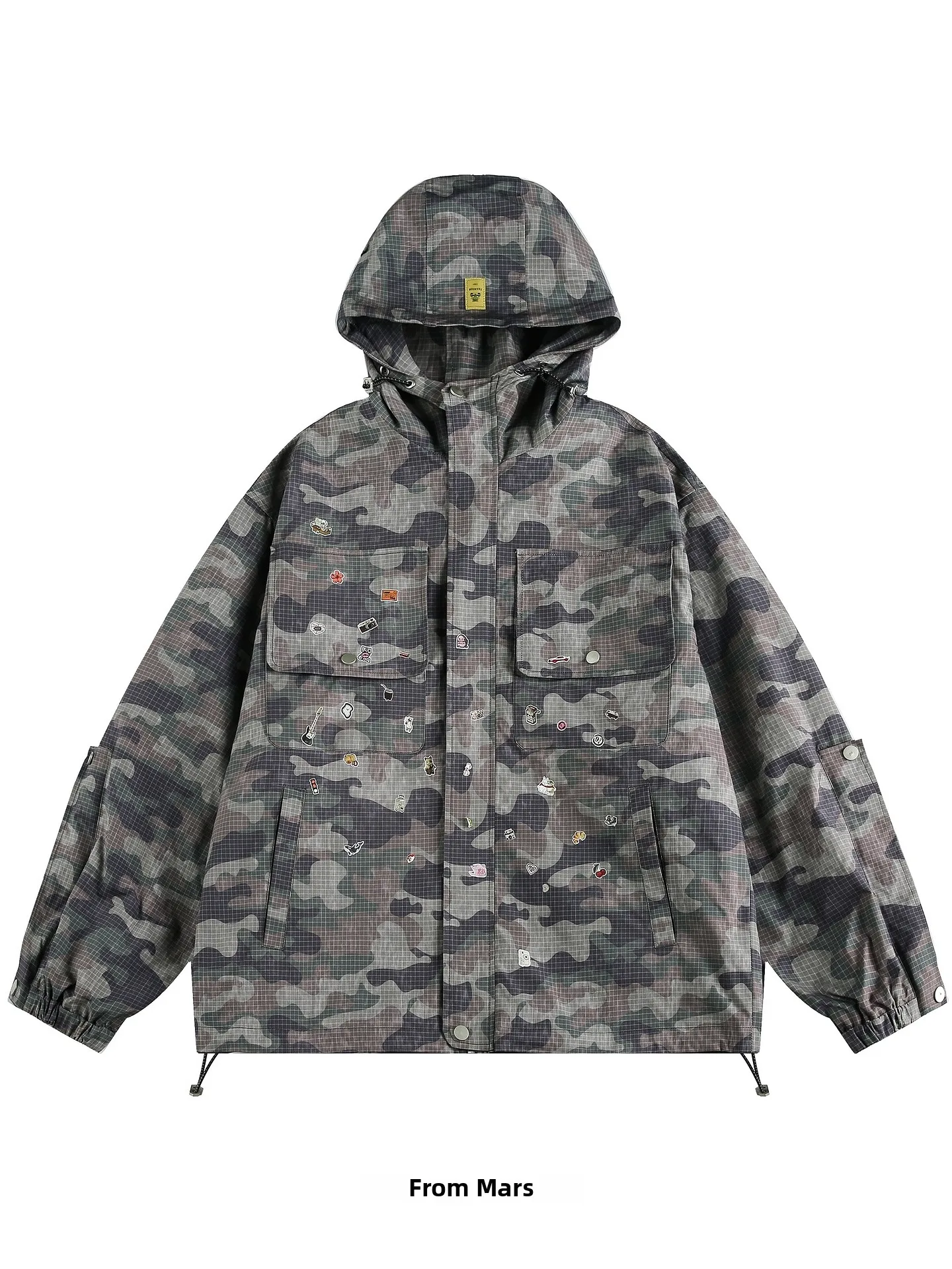 

Повседневная камуфляжная рабочая куртка с капюшоном, свободного кроя, молодежная, из полиэфирного волокна, осенне-зимняя верхняя одежда для подростков