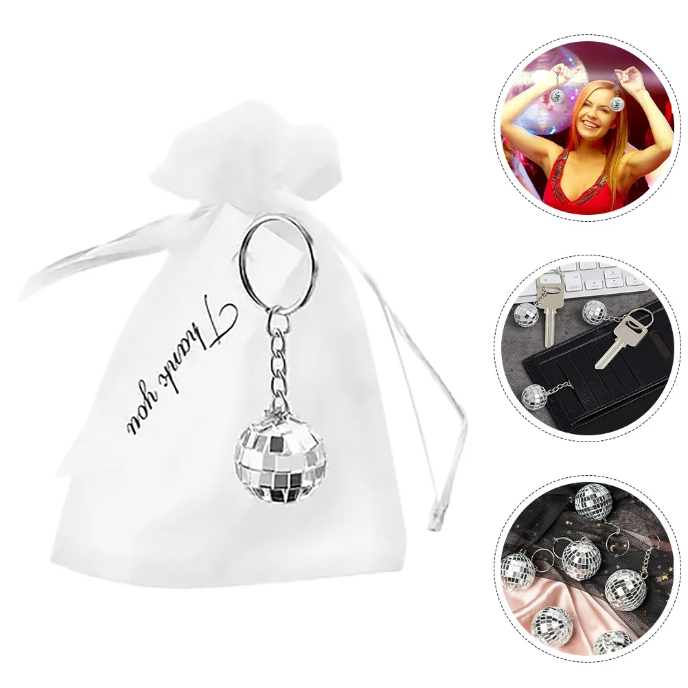 

1Set Disco Ball Keychain Bags Thank You Tags Party Favors Decorative Mini Disco Ball Keychains Bulk Supplies Keychain