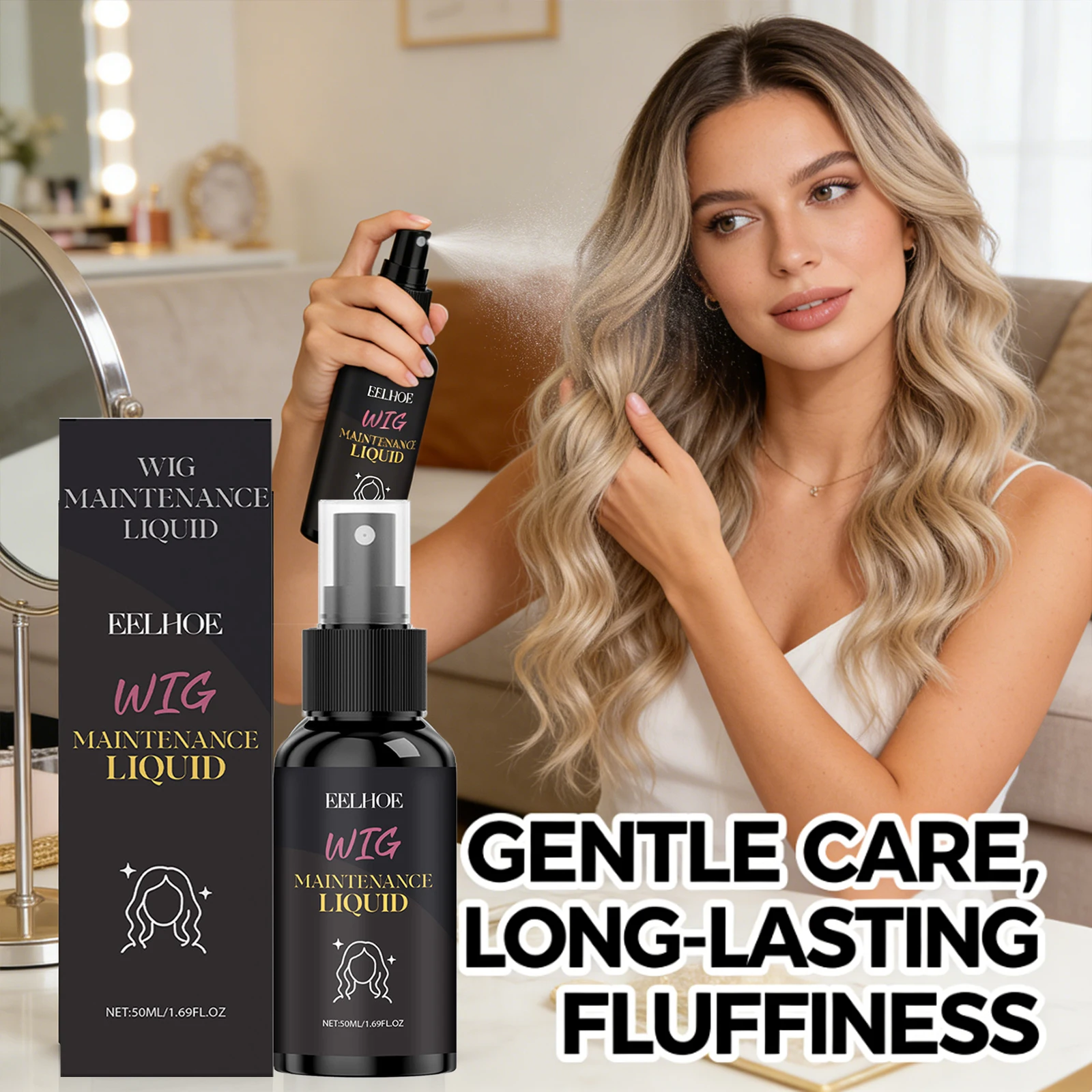 

Wig Fluffy Spray Moisturizing Anti-Frizz Creating Natural Hairstyle Improving Softness Nourishes Wig Fibers Hair Styling Mousse