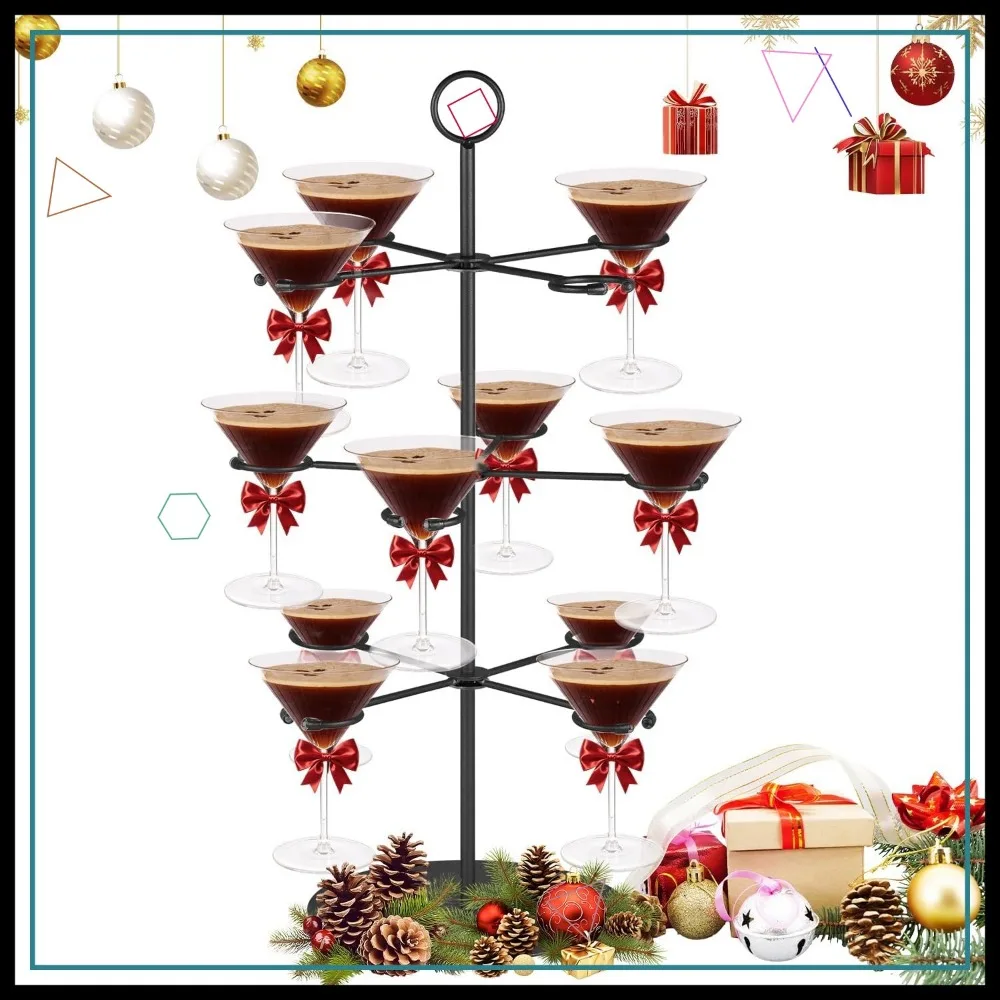 

3-Tier Drink Tower Stand for Parties, Holds 12 Glasses, Sturdy Metal Champagne Tree Display
