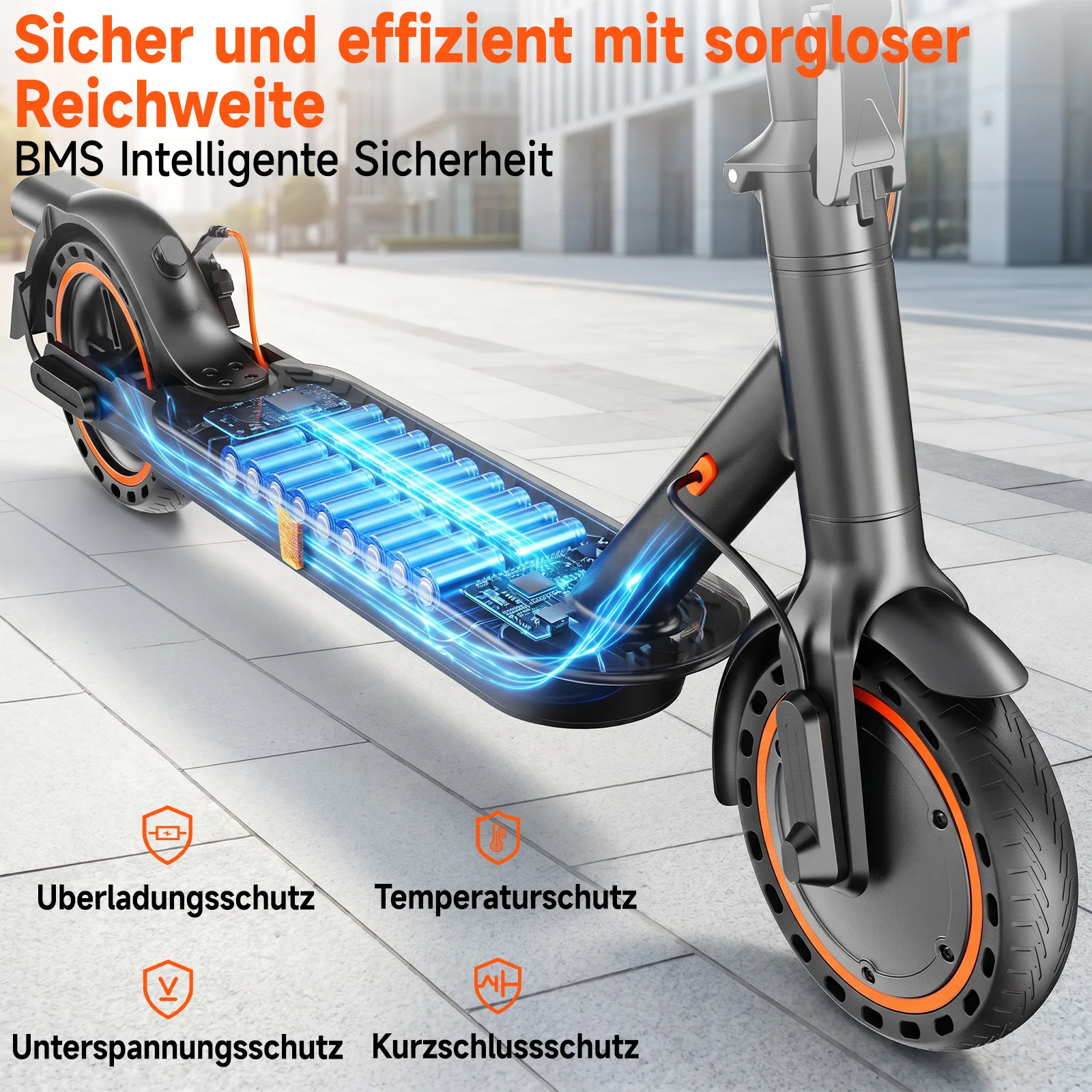 TODIMART N3B Elektro-Scooter mit ABE-Zulassung | Elektroroller für Erwachsene 36V 7,8Ah Akku,8,5 Zoll schlauchlose Reifen, faltbar bis 20km Reichweite für Stadtpendler Elektroroller für Erwachsene – Detail 3