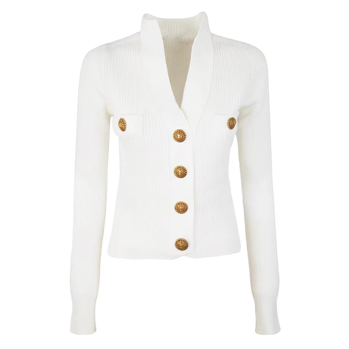 

High Version in stock Spring and Autumn New Women's Woolen Coat All-match Fashionable Knitted Top Cardigan Hidden Button Sweater