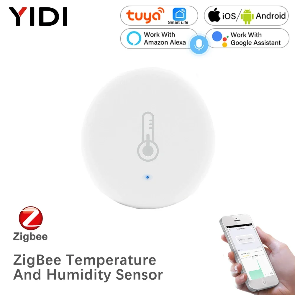 Smart ZigBee Tuya Smart Battery Powered Temperature And Humidity Sensor Security With Tuya Smart Life App Alexa Google Home