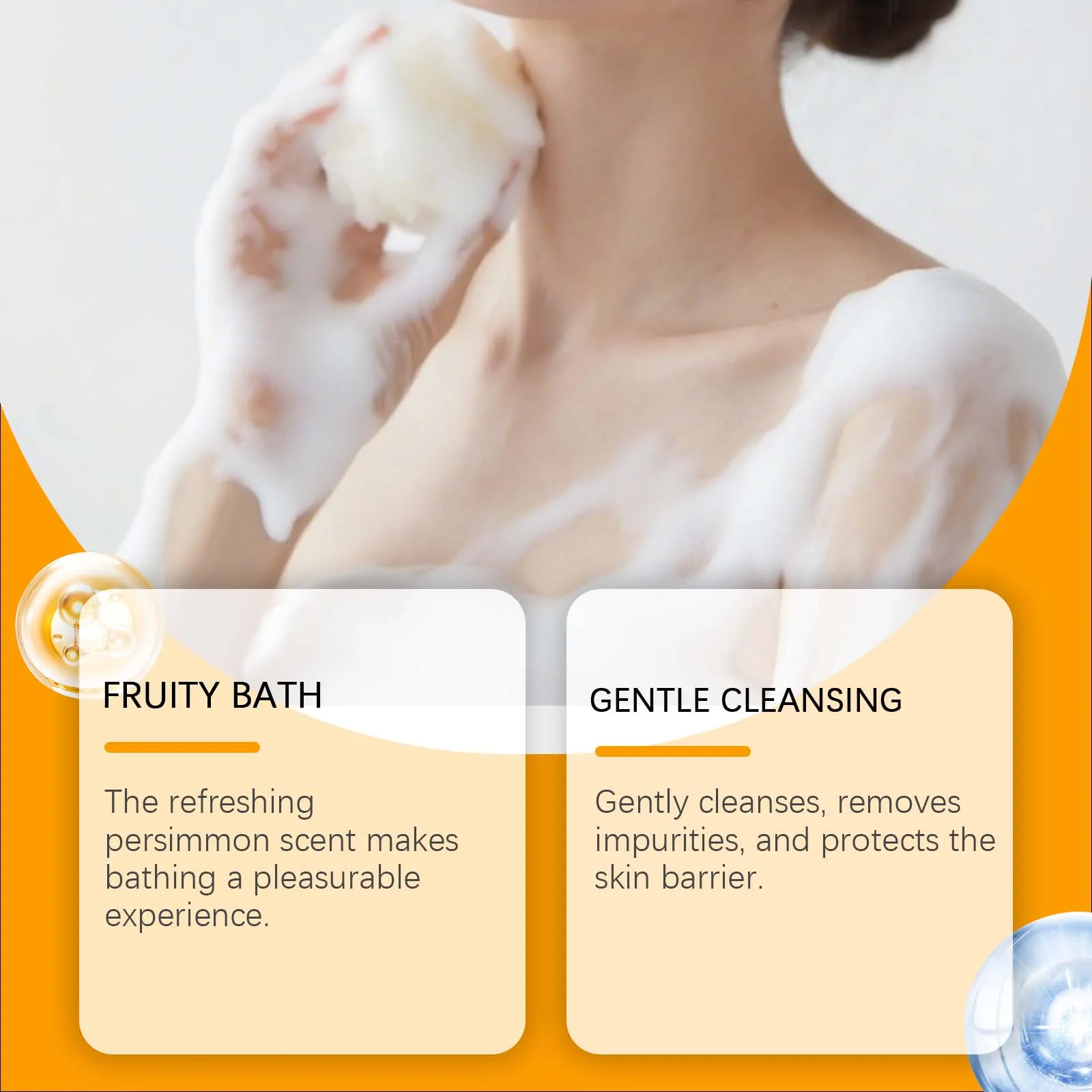 Persimmon Fresh Bath Soap Gentle Care Nourishes and Moisturizes Skin Cleanses Leaves Fragrance Hydrates Beautifies Skin
