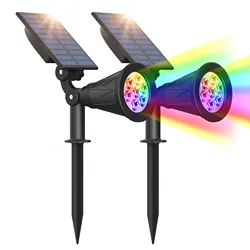 Lampy słoneczne na zewnątrz 7 LED trawnik ogrodowy lampa zewnętrzna RGB wielokolorowa ścieżka wejściowa dekoracyjny element oświetleniowy krajobrazowe reflektory słoneczne