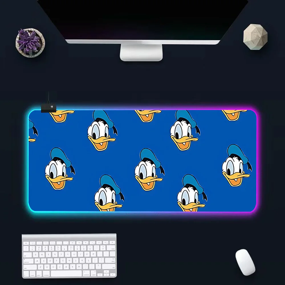 Cartoon Donald Duck Daisy Ducks RGB Pc Gamer Keyboard Mouse Pad Mousepad LED Glowing Mouse Mats Rubber Gaming Computer Mausepad