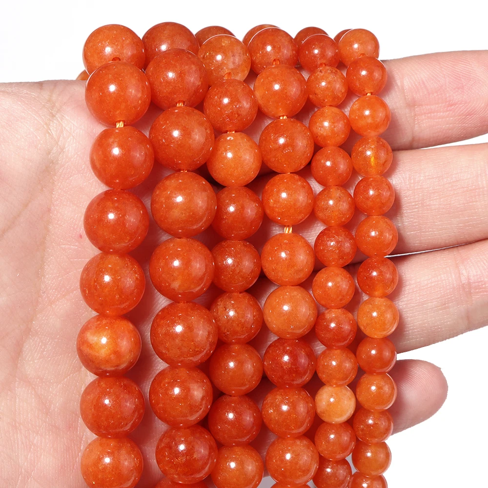 1 Strand Natural Orange Moonstone Stone Beads Round Loose Beads For Jewelry Making Strand 6 8 10mm DIY Bracelet Necklace