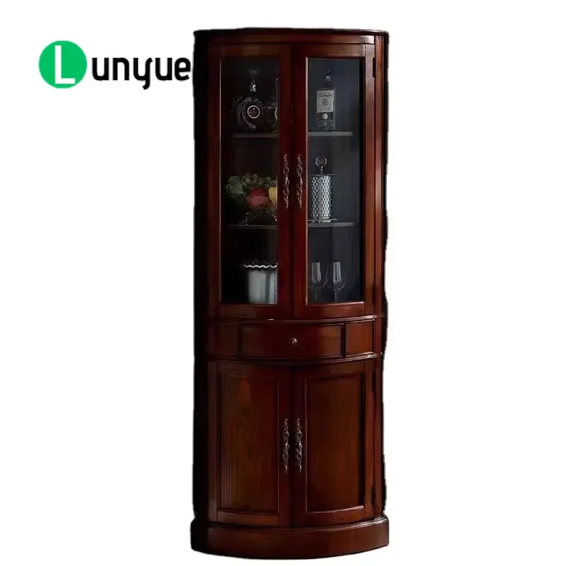 Modern Solid Wood Corner Triangle Wine Cabinet Eco-friendly Storage Furniture for Living Room Home Decor Space Saving Design