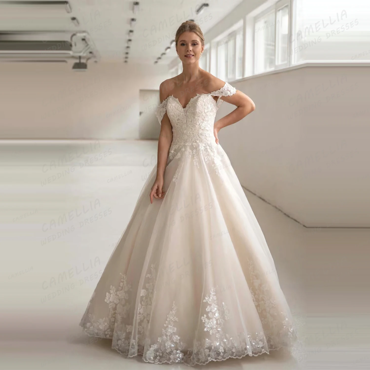 

Simple Wedding Dresses Women's A Line Sexy Sleeveless Sweetheart Backless Off Shoulder Bridal Gowns Vestidos De Novia Customized
