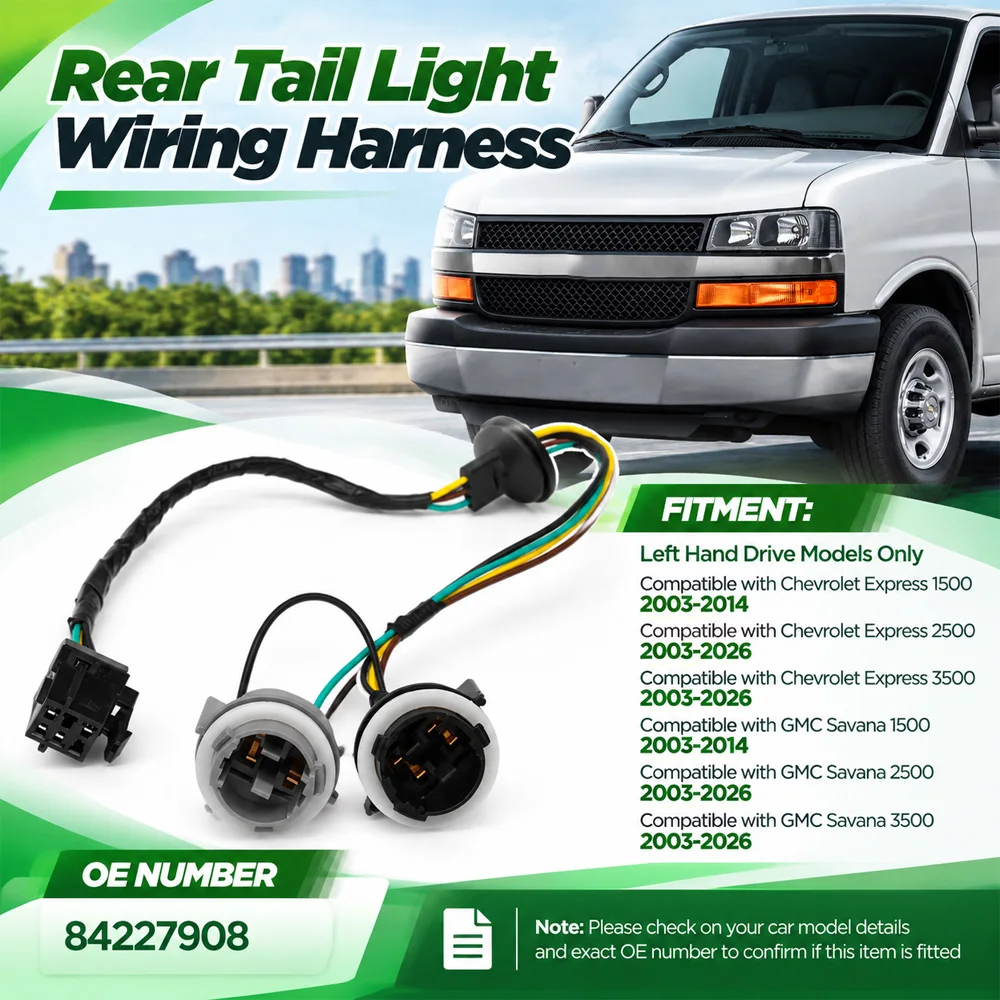 For Chevrolet Express GMC Savana 1500 2003-2014 / 2500 3500 2003-2026 Rear Tail Light Wiring Harness 84227908 Car Accessories