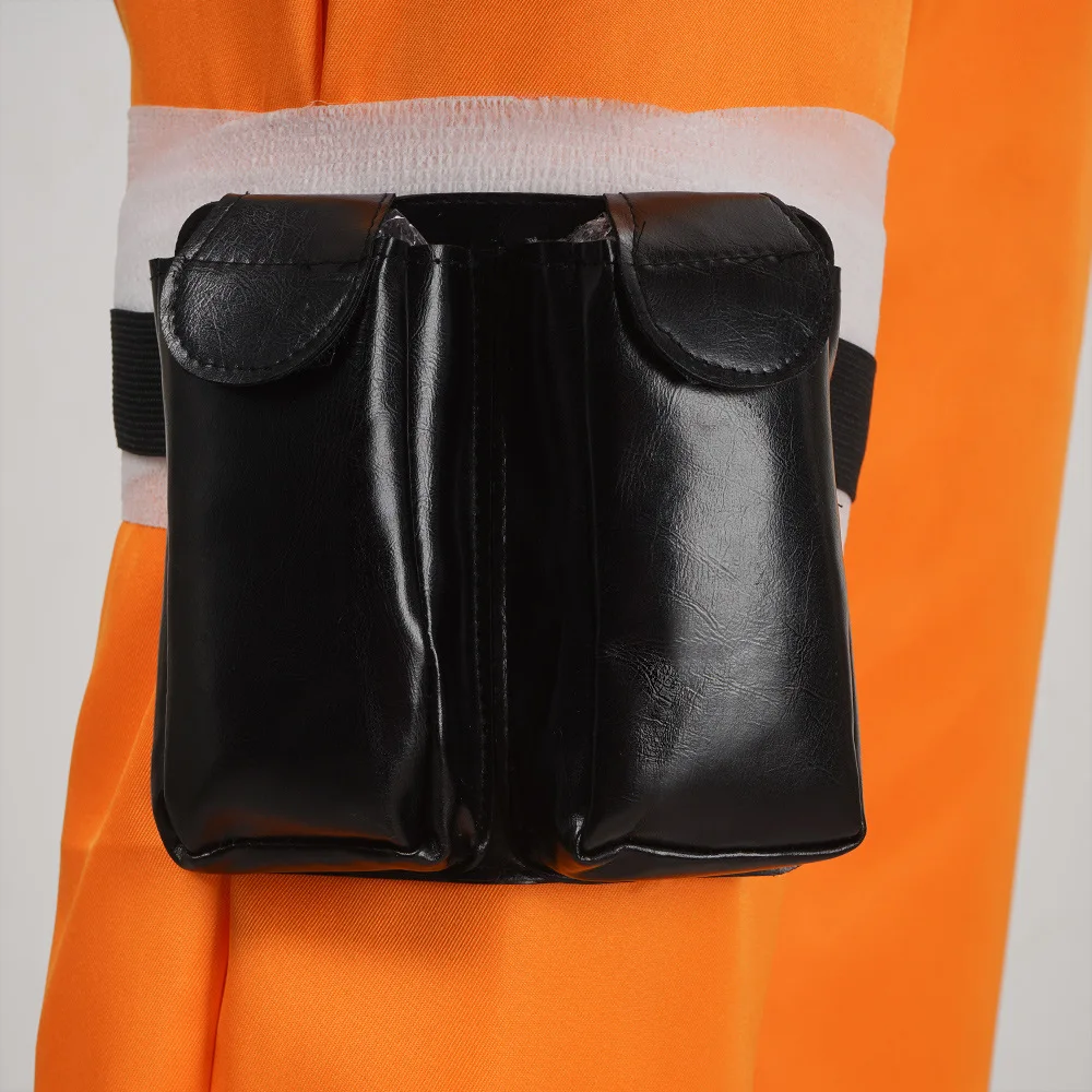 Uzumaki Cosplay Costume Orange Clothes with Headband & Kunai Pouch
