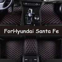Leather Car Floor Mats For Hyundai Santa Fe DM NC 2013~2018 5Seater Waterproof Pads Car Mat Carpet Tapetes Para Car Accessories